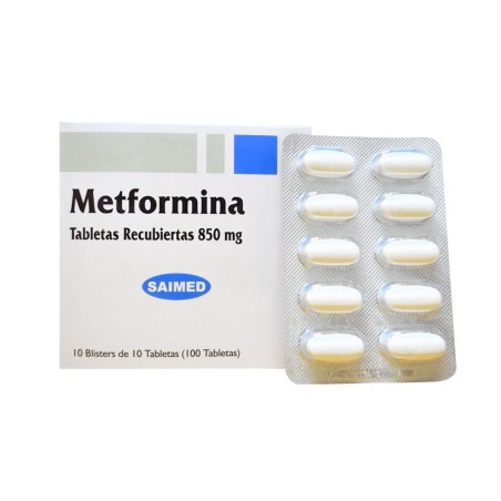 Metformina 850 mg. caja x 100 Tabletas